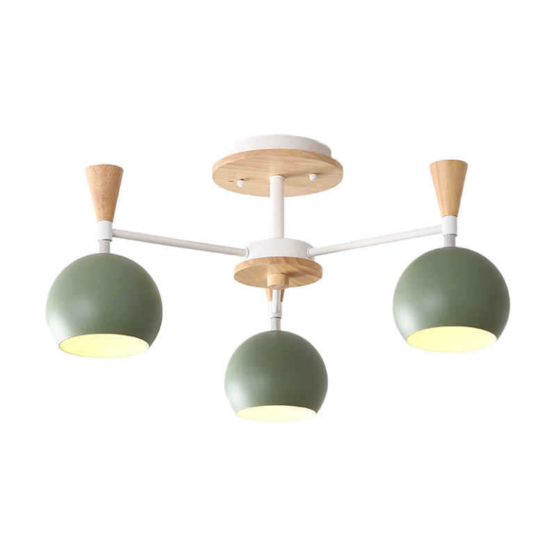 Macaron 3/6/8 - Light Acrylic Dome Ceiling Lamp - Pink/Yellow/Blue Semi Flush Pendant
