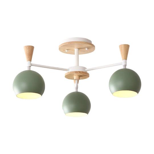 Macaron 3/6/8 - Light Acrylic Dome Ceiling Lamp - Pink/Yellow/Blue Semi Flush Pendant