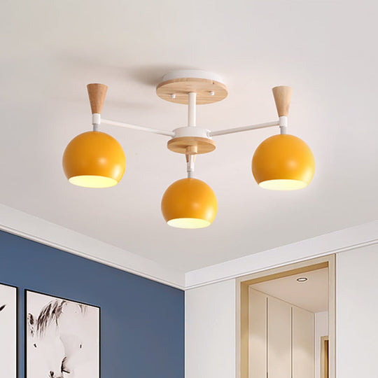 Macaron 3/6/8 - Light Acrylic Dome Ceiling Lamp - Pink/Yellow/Blue Semi Flush Pendant 3 / Yellow