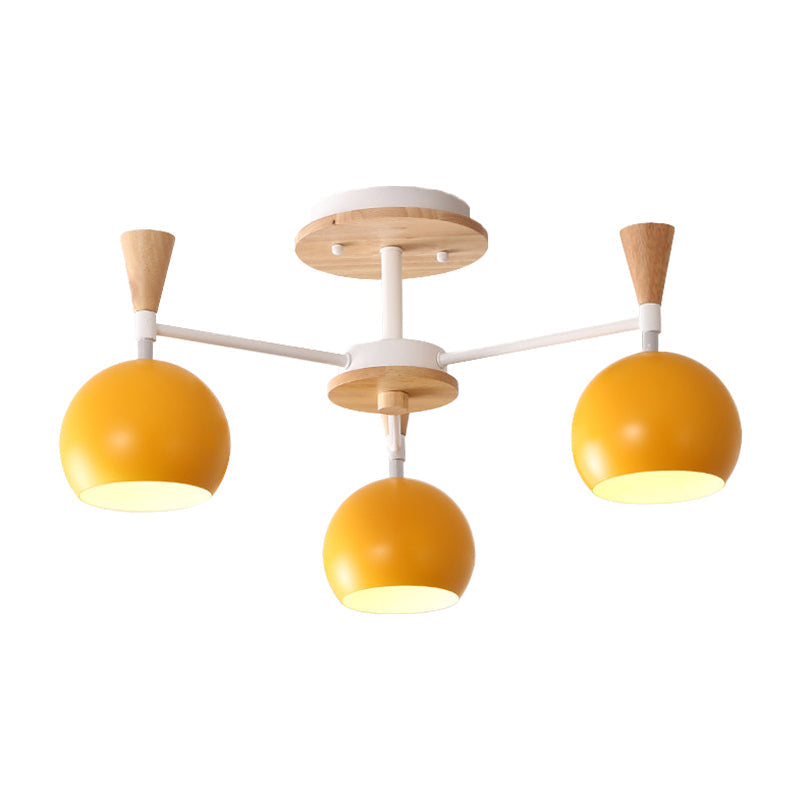 Macaron 3/6/8 - Light Acrylic Dome Ceiling Lamp - Pink/Yellow/Blue Semi Flush Pendant