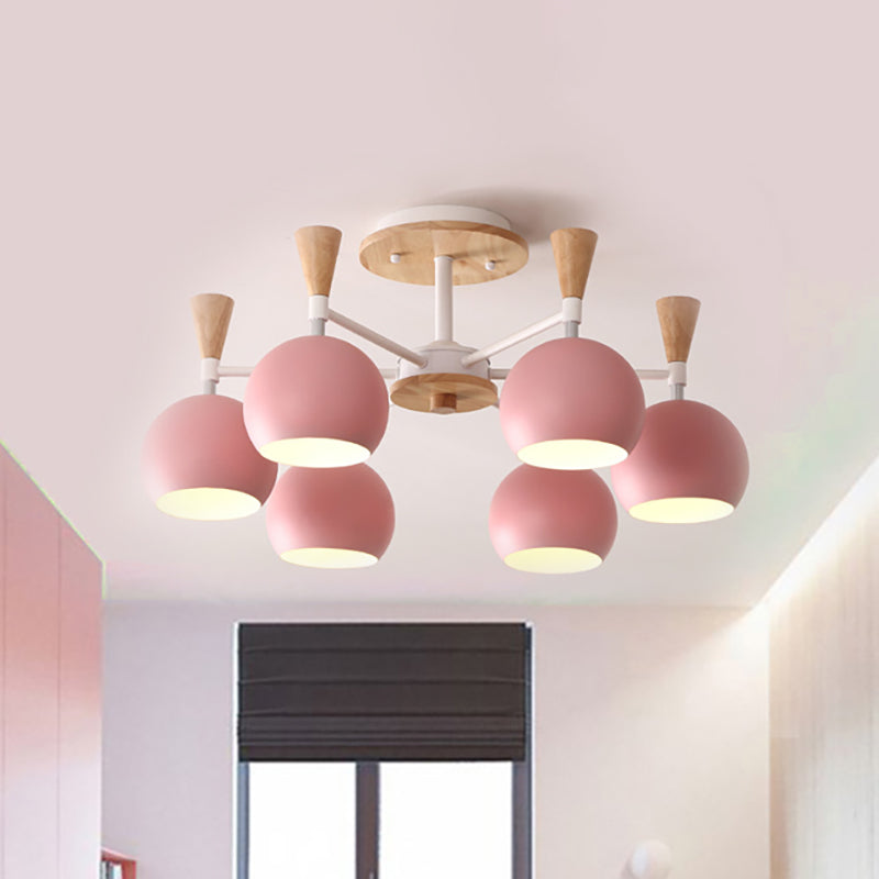Macaron 3/6/8 - Light Acrylic Dome Ceiling Lamp - Pink/Yellow/Blue Semi Flush Pendant 6 / Pink