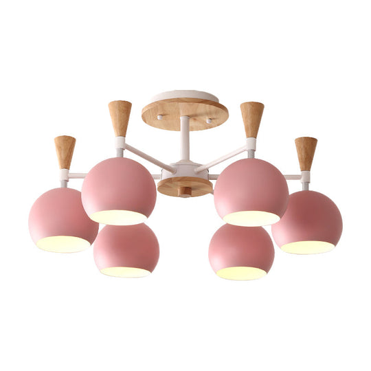 Macaron 3/6/8 - Light Acrylic Dome Ceiling Lamp - Pink/Yellow/Blue Semi Flush Pendant