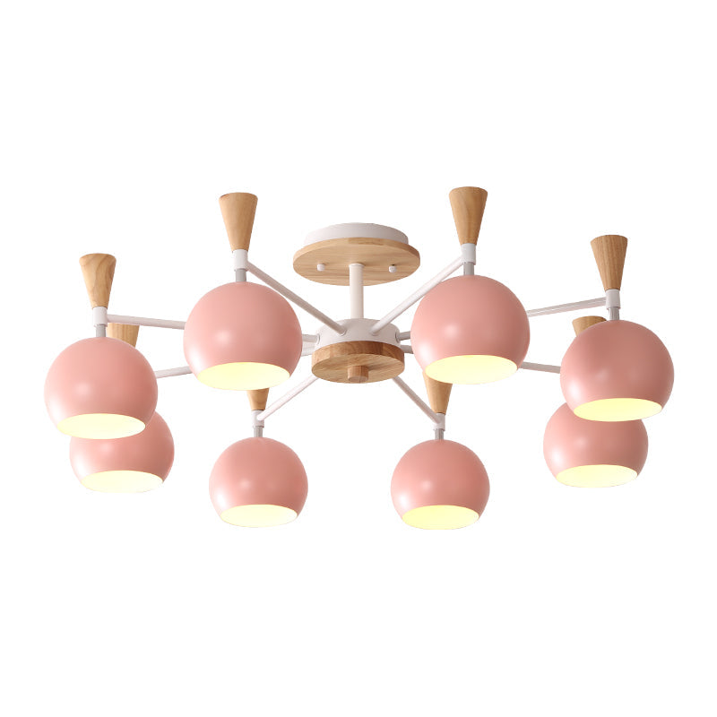 Macaron 3/6/8 - Light Acrylic Dome Ceiling Lamp - Pink/Yellow/Blue Semi Flush Pendant