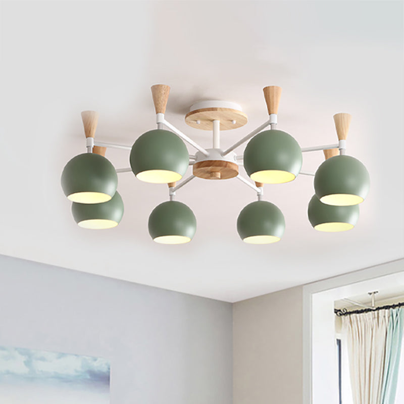 Macaron 3/6/8 - Light Acrylic Dome Ceiling Lamp - Pink/Yellow/Blue Semi Flush Pendant 8 / Green