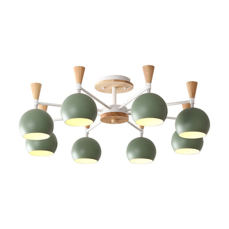 Macaron 3/6/8-Light Acrylic Dome Ceiling Lamp - Pink/Yellow/Blue Semi Flush Pendant