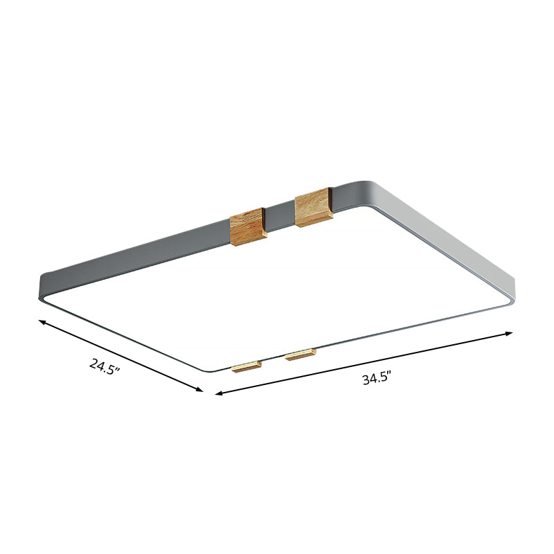 Nordic 1 Light Grey/White Ceiling Lamp - Acrylic Shade Rectangular Flush Mount With Warm/White