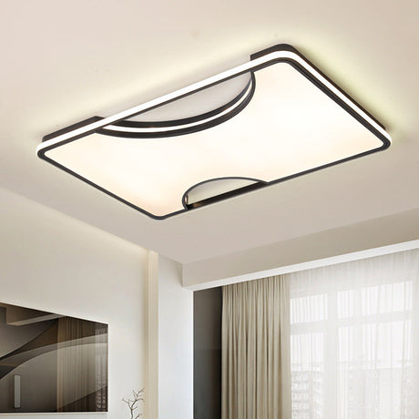 Modern Rectangular/Square Acrylic Flush Ceiling Light Led Lamp In Black/White Warm/White