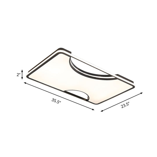 Modern Rectangular/Square Acrylic Flush Ceiling Light Led Lamp In Black/White Warm/White