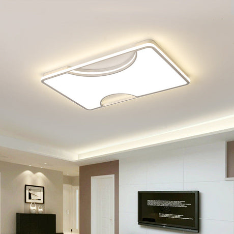 Modern Rectangular/Square Acrylic Flush Ceiling Light Led Lamp In Black/White Warm/White