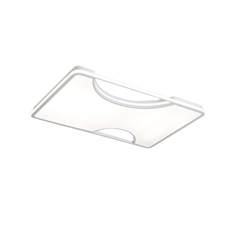 Modern Rectangular/Square Acrylic Flush Ceiling Light Led Lamp In Black/White Warm/White