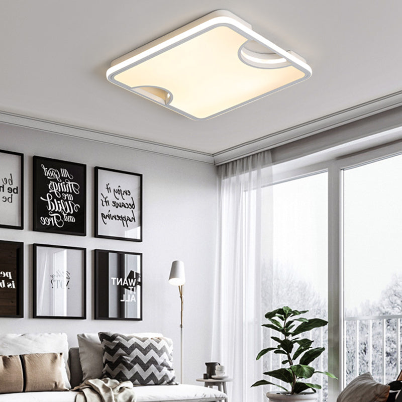 Modern Rectangular/Square Acrylic Flush Ceiling Light Led Lamp In Black/White Warm/White