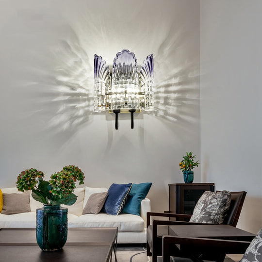 Clear Crystal Wall Sconce - Modern 2-Light Fixture For Living Room