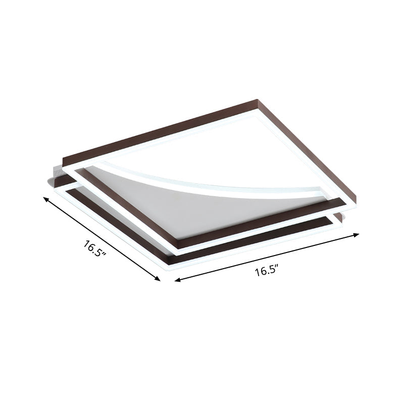 Modern Acrylic Led Ceiling Light In Coffee Brown Flush Mount Lamp With Overlapping Design