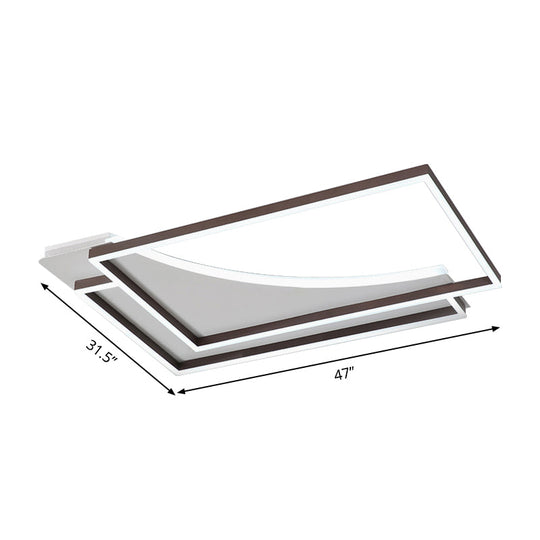 Modern Acrylic Led Ceiling Light In Coffee Brown Flush Mount Lamp With Overlapping Design