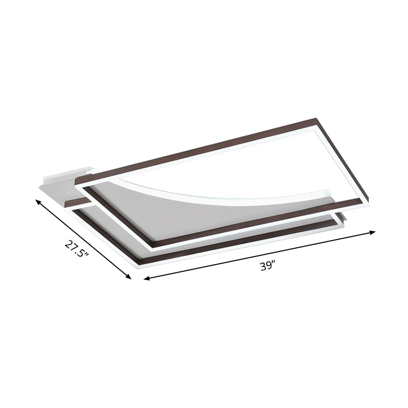 Modern Acrylic Led Ceiling Light In Coffee Brown Flush Mount Lamp With Overlapping Design