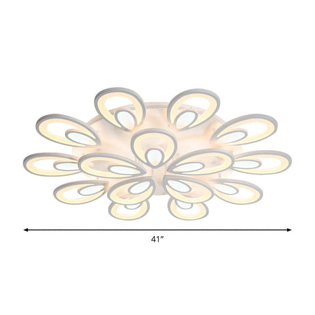 Contemporary Led Petal Flush Mount Light Fixture: 6/12/15 Lights Warm/White/Natural White Ceiling
