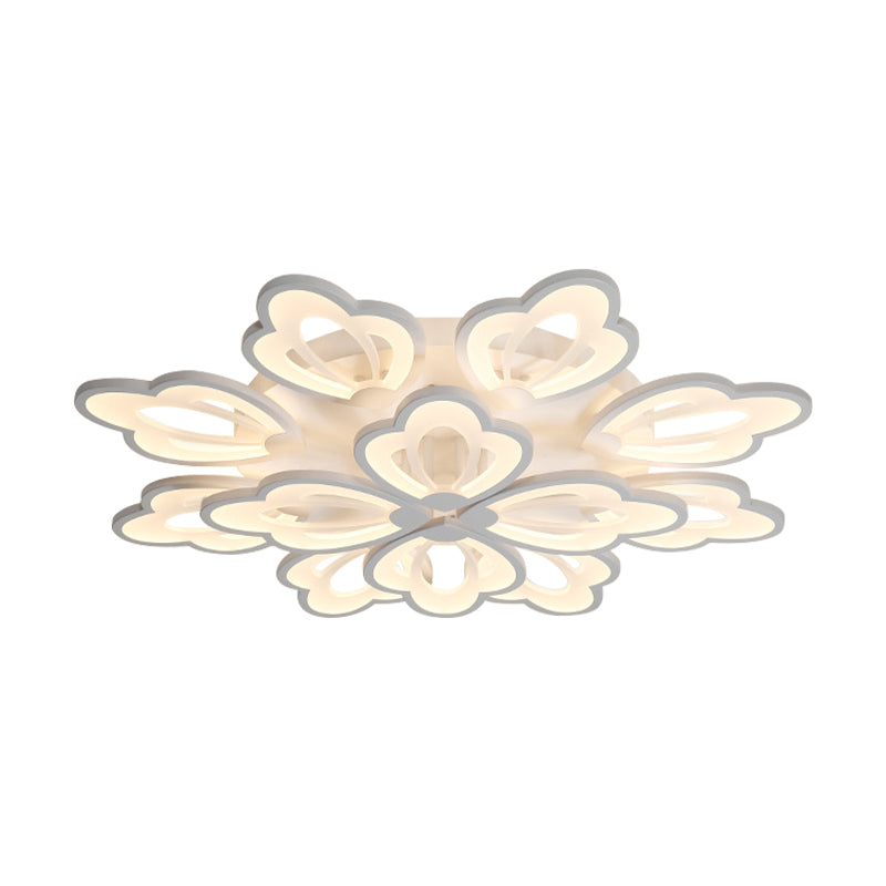 Modern Floral Led Ceiling Light With Acrylic Shade And 3/5/9 Lights In White/Warm/Natural Tone -