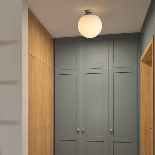 Modern Opal Glass Globe Flush Mount Lamp - 1 Light 6’/8’/10’ Wide White Ceiling Fixture / 6’