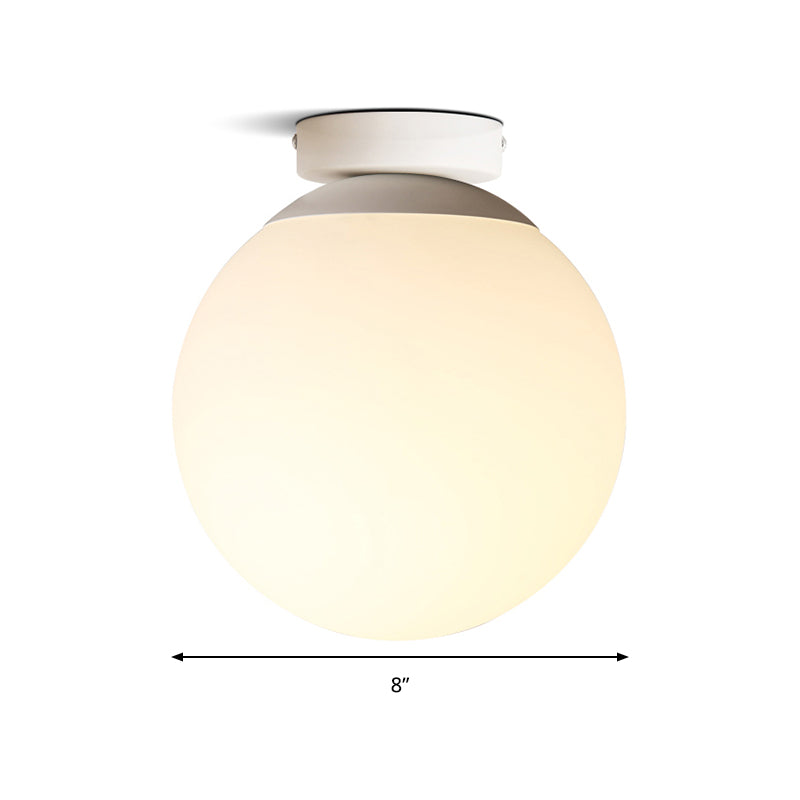 Modern Opal Glass Globe Flush Mount Lamp - 1 Light 6’/8’/10’ Wide White Ceiling Fixture