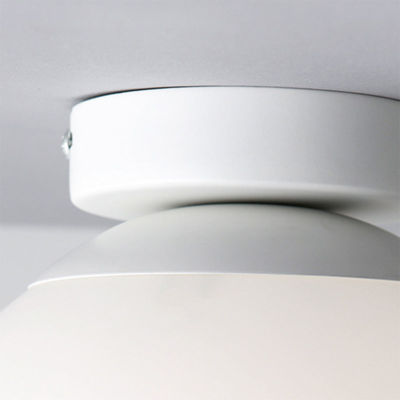 Modern Opal Glass Globe Flush Mount Lamp - 1 Light 6’/8’/10’ Wide White Ceiling Fixture