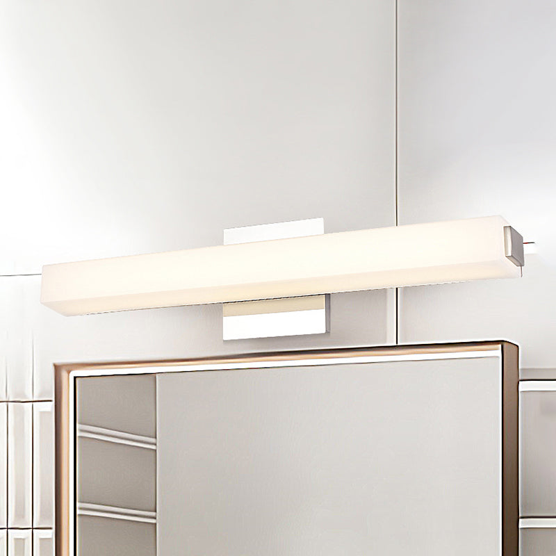 Modern Led Wall Sconce With Acrylic Shade Chrome Finish Rectangular Vanity Lighting In Warm/White
