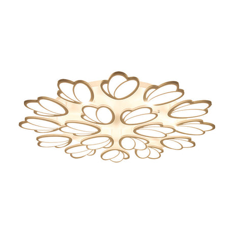 Contemporary Acrylic Leaf Flush Mount Light - Led Ceiling Fixture For Living Room 3/6/9