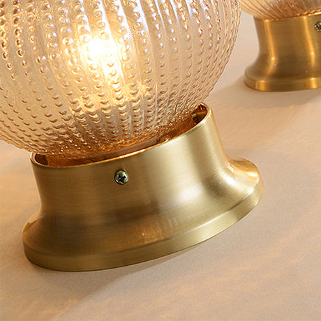 Modern Gold Flush Mount Ceiling Light Fixture With Prismatic Glass - 1