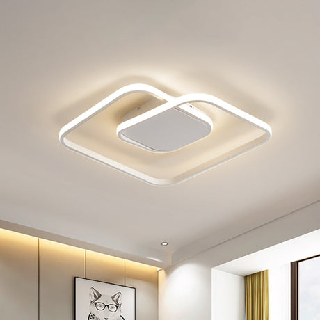 Modern Led Square Flush Ceiling Light In White/Black/Gold For Bedroom Acrylic Design Warm/White