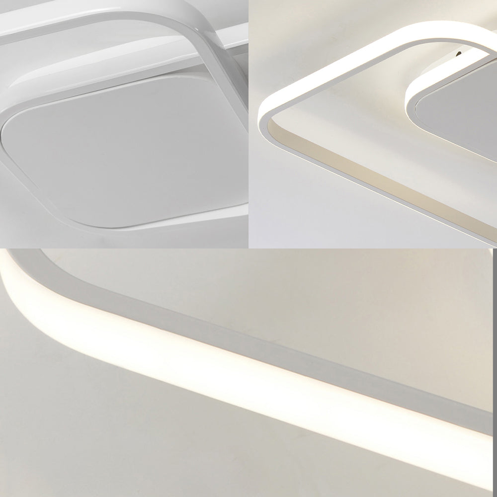 Modern Led Square Flush Ceiling Light In White/Black/Gold For Bedroom Acrylic Design Warm/White