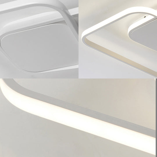 Modern Led Square Flush Ceiling Light In White/Black/Gold For Bedroom Acrylic Design Warm/White