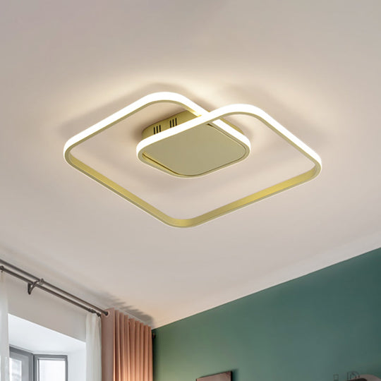 Modern Led Square Flush Ceiling Light In White/Black/Gold For Bedroom Acrylic Design Warm/White