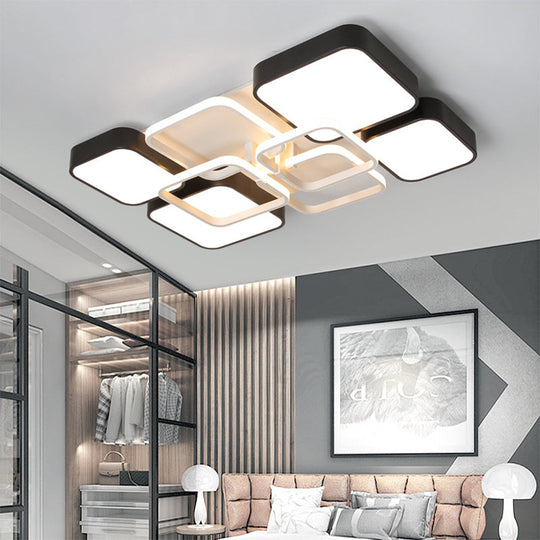 Minimalist Black Flush Mount Led Ceiling Light Square Design 16/19.5 Width Aluminum & Acrylic / 35.5