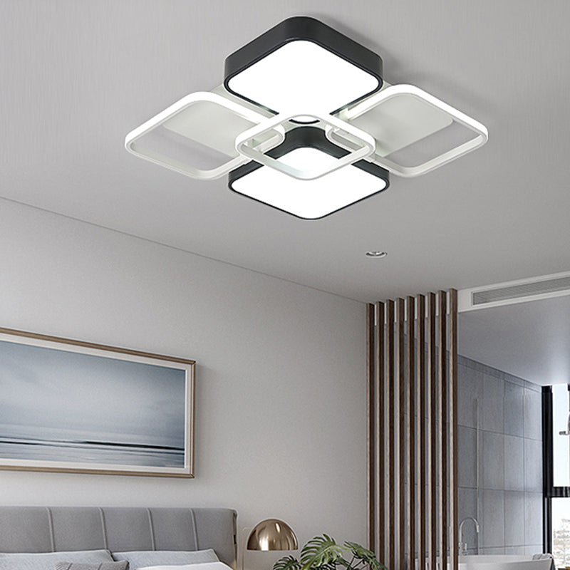 Minimalist Black Flush Mount Led Ceiling Light Square Design 16/19.5 Width Aluminum & Acrylic