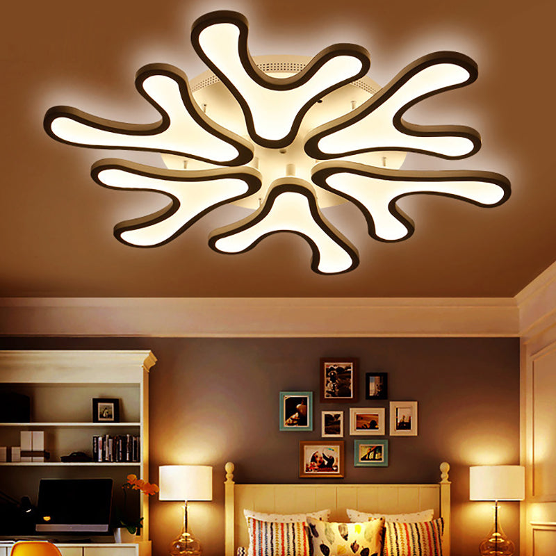 Contemporary Coral Led Flush Mount Ceiling Light - Acrylic 4/6/12 - Light Bedroom Lighting Fixture