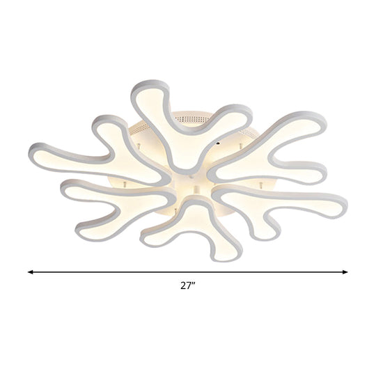 Contemporary Coral Led Flush Mount Ceiling Light - Acrylic 4/6/12-Light Bedroom Lighting Fixture
