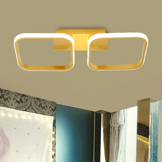 21.5’/31’/41’ L Square Semi Flush Acrylic Lamp Black/Gold Led Ceiling Mount Warm/White Light