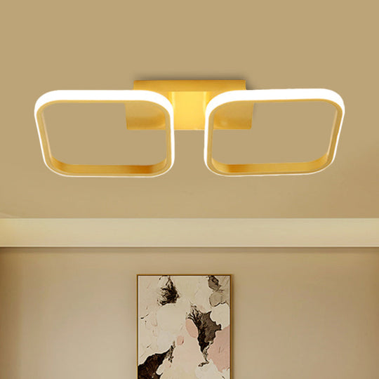 21.5’/31’/41’ L Square Semi Flush Acrylic Lamp Black/Gold Led Ceiling Mount Warm/White Light
