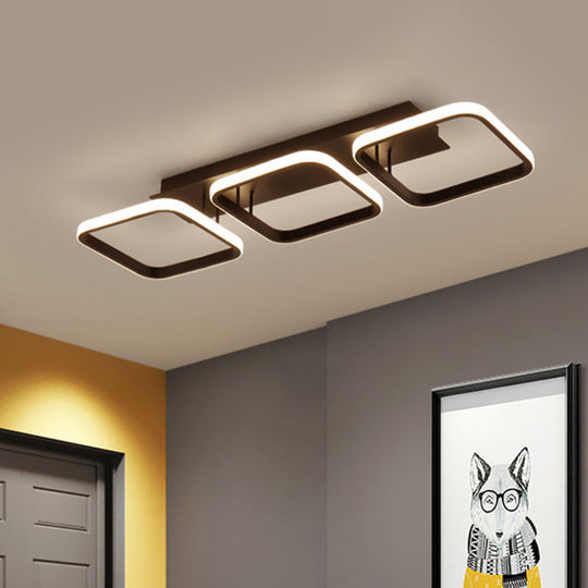 21.5’/31’/41’ L Square Semi Flush Acrylic Lamp Black/Gold Led Ceiling Mount Warm/White Light