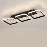 21.5/31/41 L Square Semi Flush Acrylic Lamp Black/Gold Led Ceiling Mount Warm/White Light
