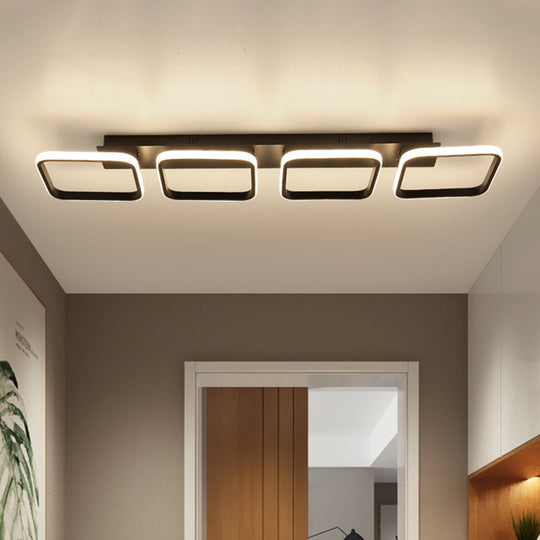 21.5’/31’/41’ L Square Semi Flush Acrylic Lamp Black/Gold Led Ceiling Mount Warm/White Light