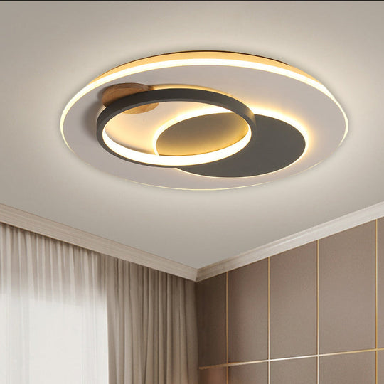 Minimalist Black Multi - Ring Led Ceiling Fixture - 16.5’/20.5’ Diameter Flush Mount Lamp In