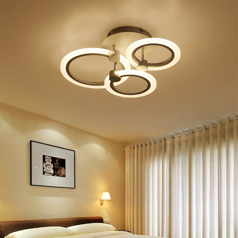Acrylic Flush Ceiling Light With Multi - Tiered Led And Warm/White/Natural - Available In 3/5/7