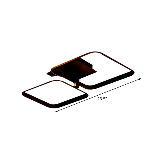 Minimalistic Acrylic Square Flush Mount Led Ceiling Light - Warm/White 21’/23.5’ Long