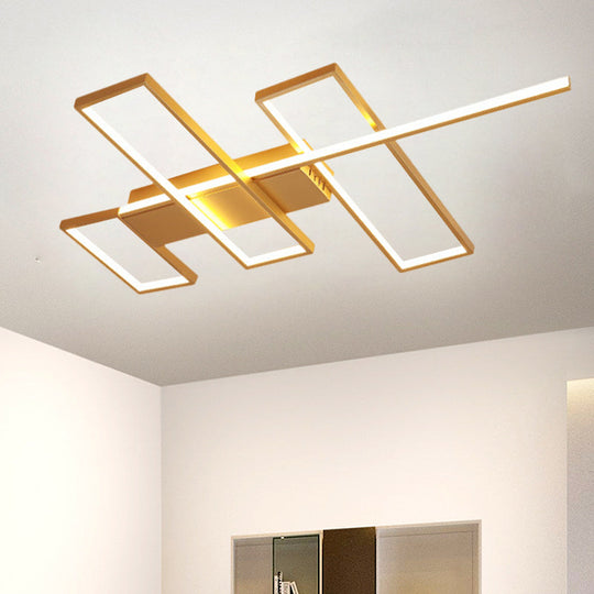 Sleek Black/Gold Rectangle Semi Flush Led Ceiling Light - 19’/27.5’/35.5’ L Easy - To -