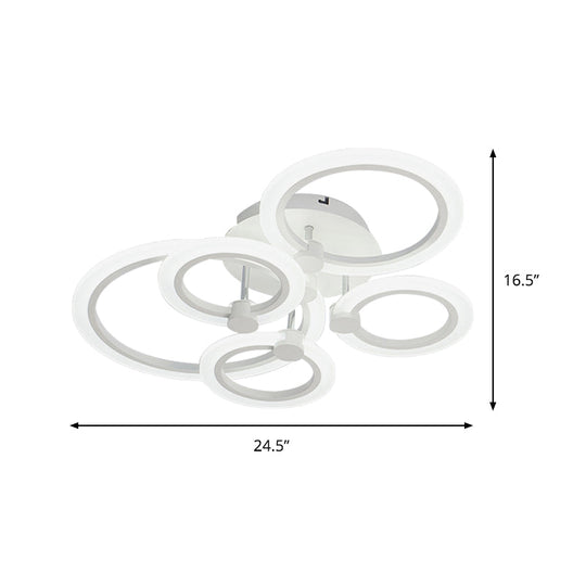 Acrylic Flush Ceiling Light With Multi - Tiered Led And Warm/White/Natural - Available In 3/5/7