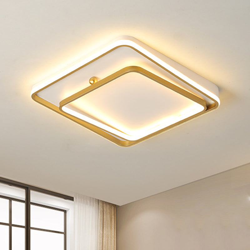 Contemporary White Square Frame Ceiling Led Flush Mount Lamp 19.5 Wide - Warm/White Light /