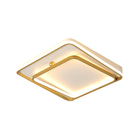 Contemporary White Square Frame Ceiling Led Flush Mount Lamp 19.5 Wide - Warm/White Light