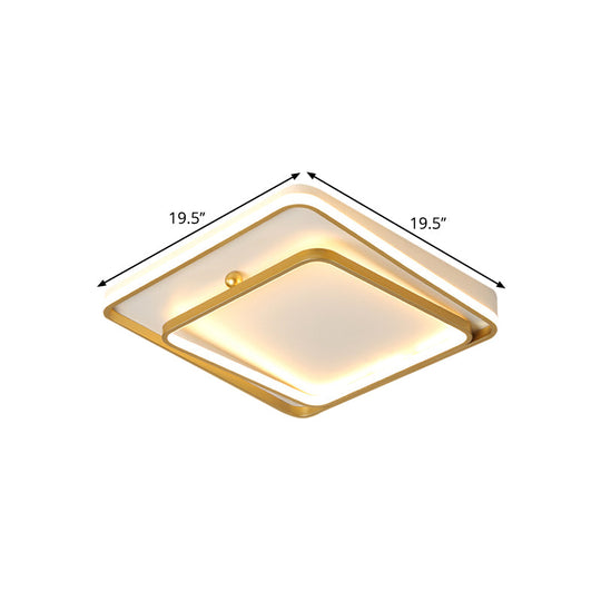 Contemporary White Square Frame Ceiling Led Flush Mount Lamp 19.5’ Wide - Warm/White Light