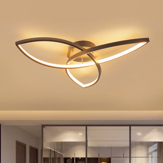 Contemporary Metallic Petal Flush Lamp - 23’/29’ W Led Close To Ceiling Light In Black/White