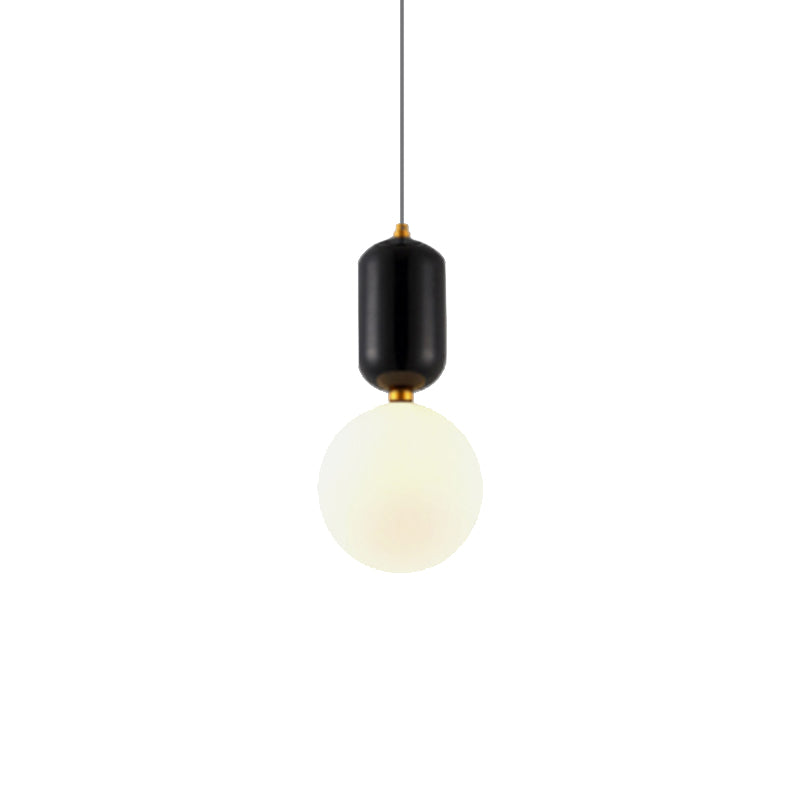 Modern Black/Gold/White Ball Pendant Light With Milky Glass Led - 1 6’/8’/12’ Wide Ceiling Fixture